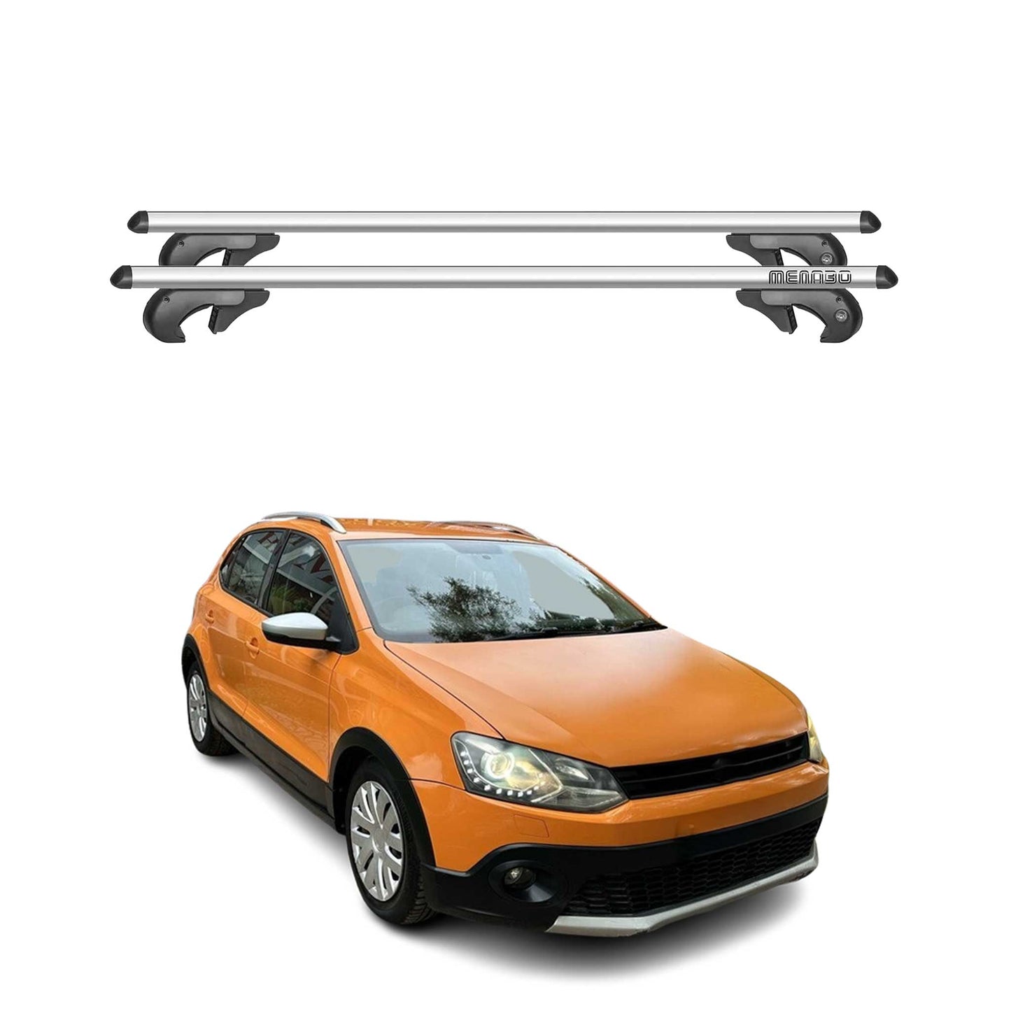 Menabo Dachträger Grundtäger für VW Polo 6R Cross 2009-2017 90kg Alu Silber 2x