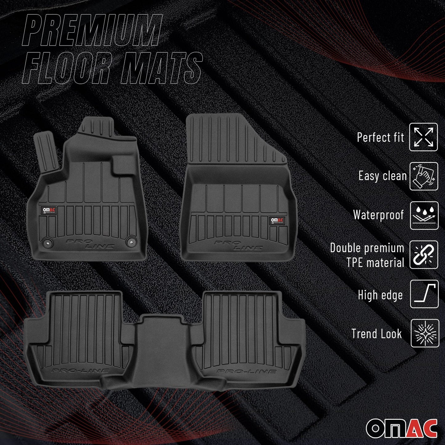 2011-2015 Citroen DS5 Fußmatten TPE Schwarz 3 tlg