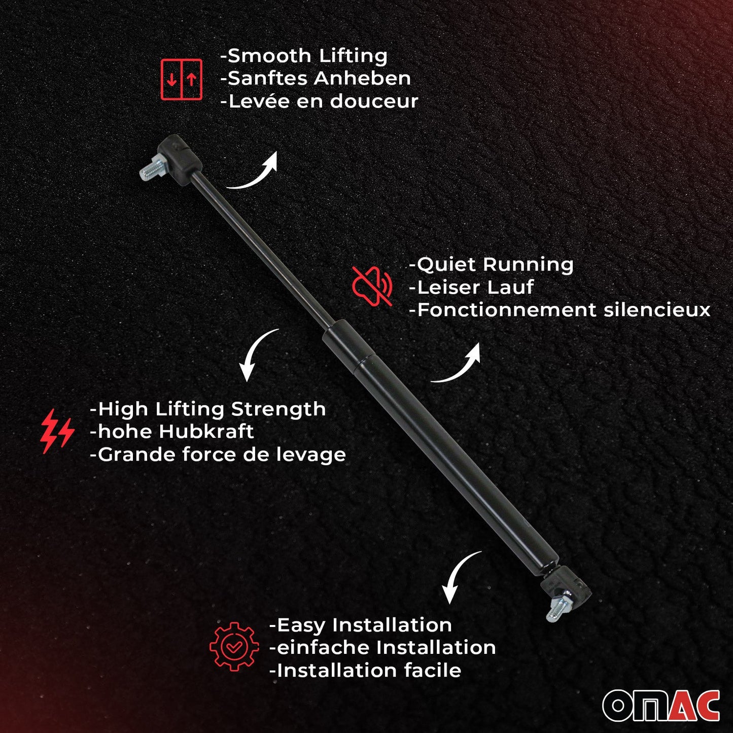 2x Motorhaubendämpfer Gasfeder Dämpfer für Ssangyong Kyron 2005-2014 Stahl
