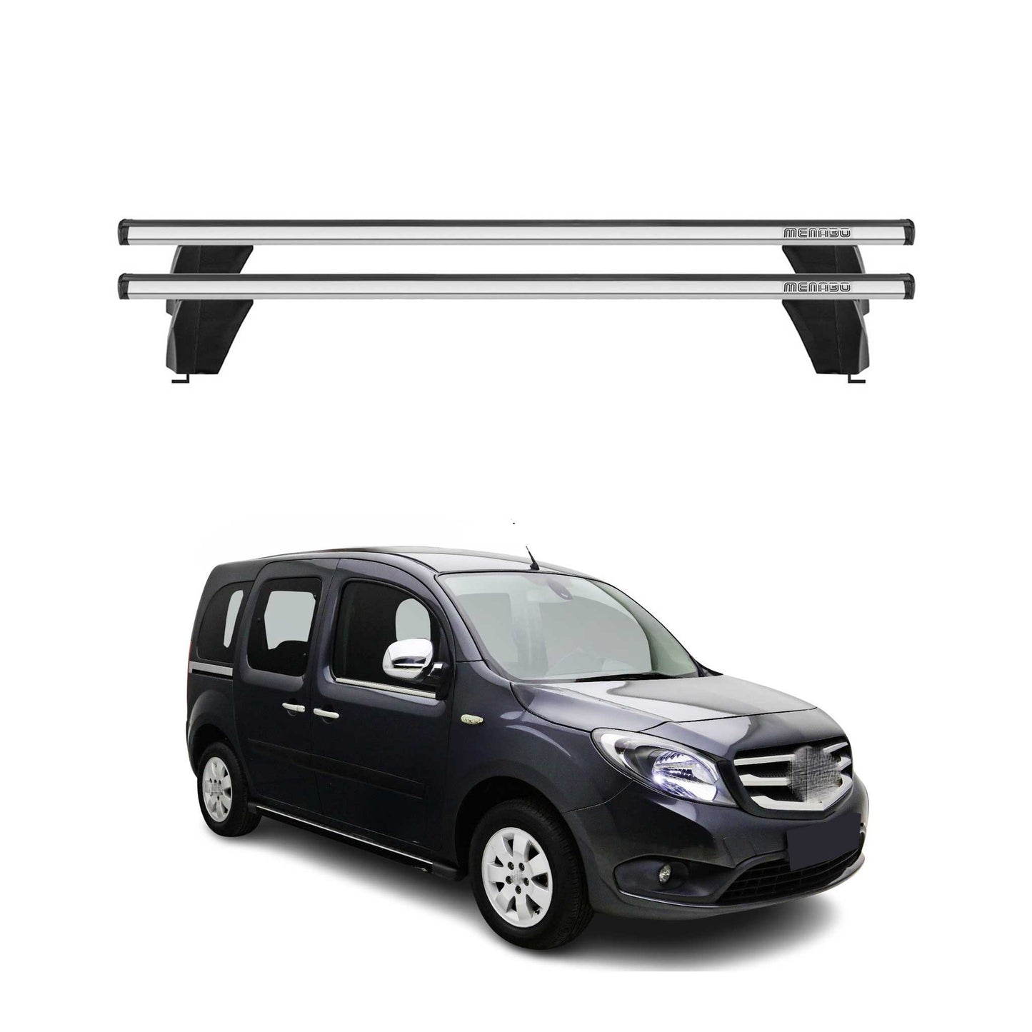 Menabo Dachträger Grundtäger für Mercedes Citan W415 2012-2021 75kg Alu Grau 2x