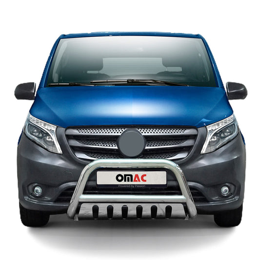 Bară de protecție față din oțel inoxidabil pentru Mercedes Vito W447 2014-2025 (certificare ABE) argintie