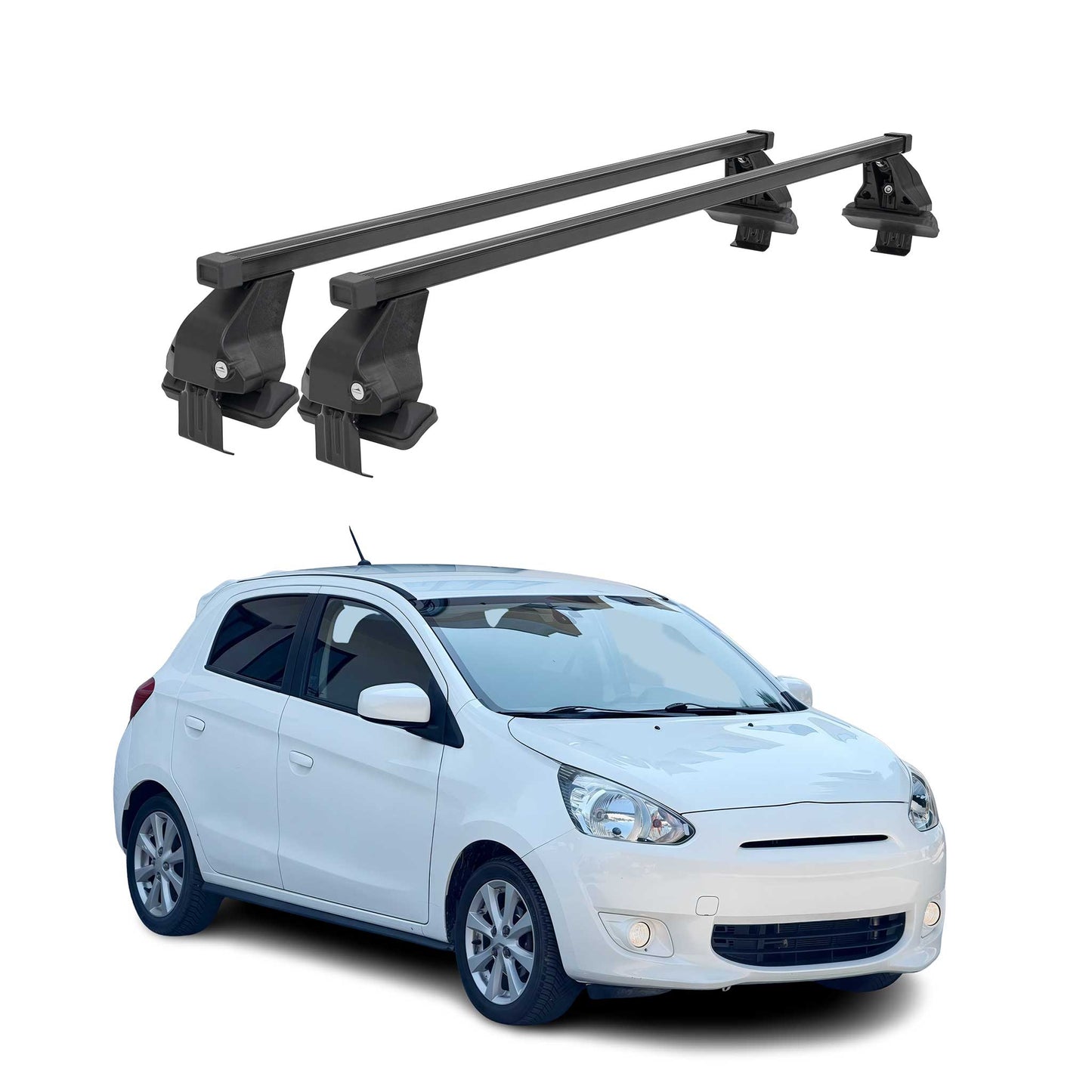 Menabo Dachträger für Mitsubishi Space Star mk2 2013-16 Pre-FL 50kg Schwarz 2x