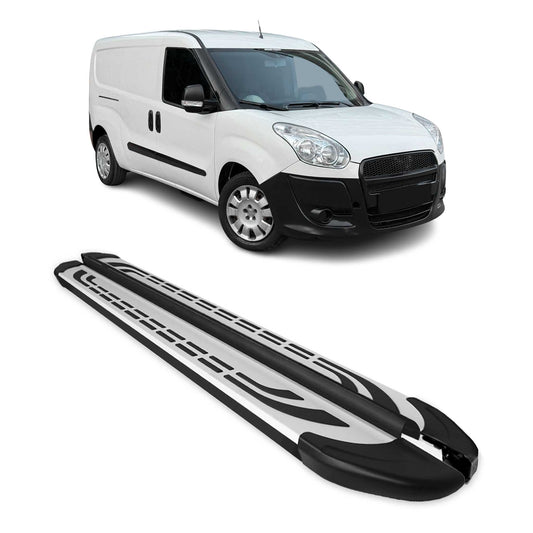 Seitenbretter Trittbretter für Fiat Doblo Maxi 2010-2021 Schwarz Grau Alu
