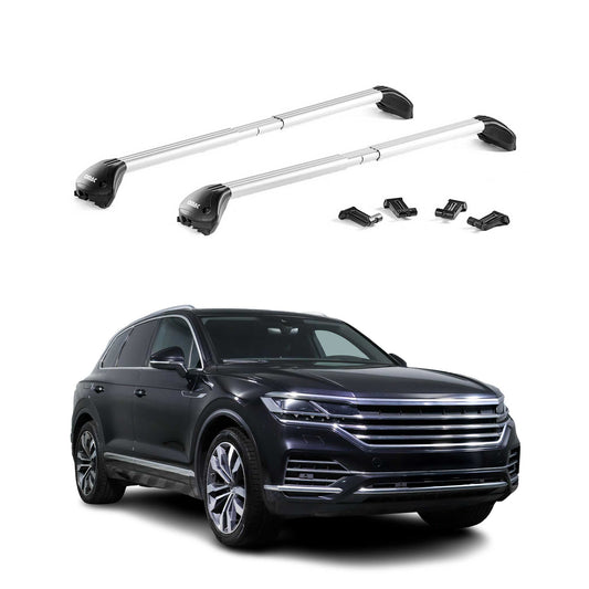 Portbagaj de plafon pentru VW Touareg mk3 2018-2025 100kg aluminiu argintiu 2x ABE