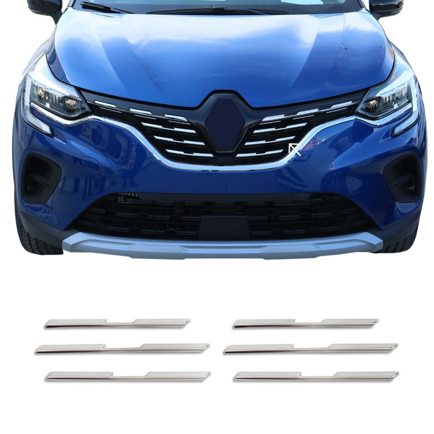 Benzi grilă radiator pentru Renault Captur 2020-2025, crom-argintiu, 6x