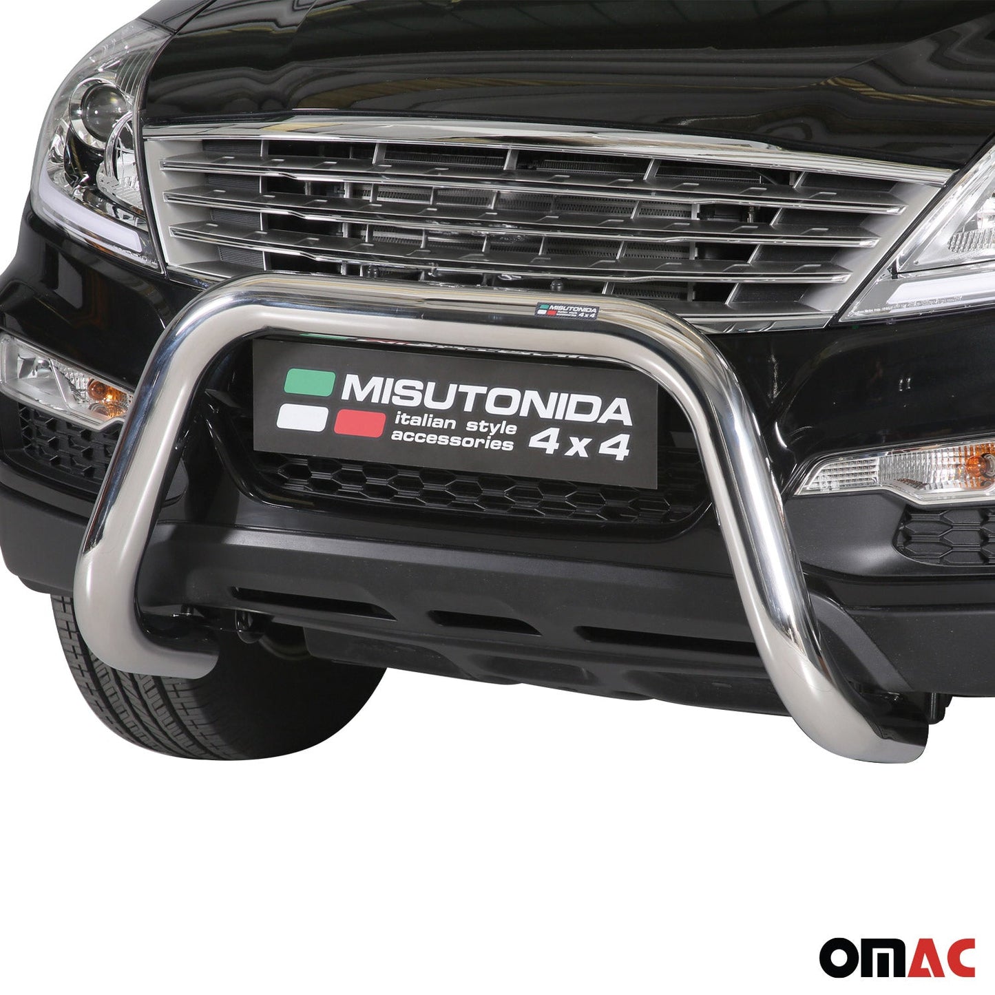 Frontbügel Frontschutzbügel für Ssangyong Rexton W 2013-2017 ø76mm Stahl Silber