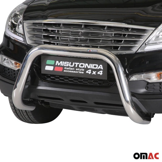 Frontbügel Frontschutzbügel für Ssangyong Rexton W 2013-2017 ø76mm Stahl Silber