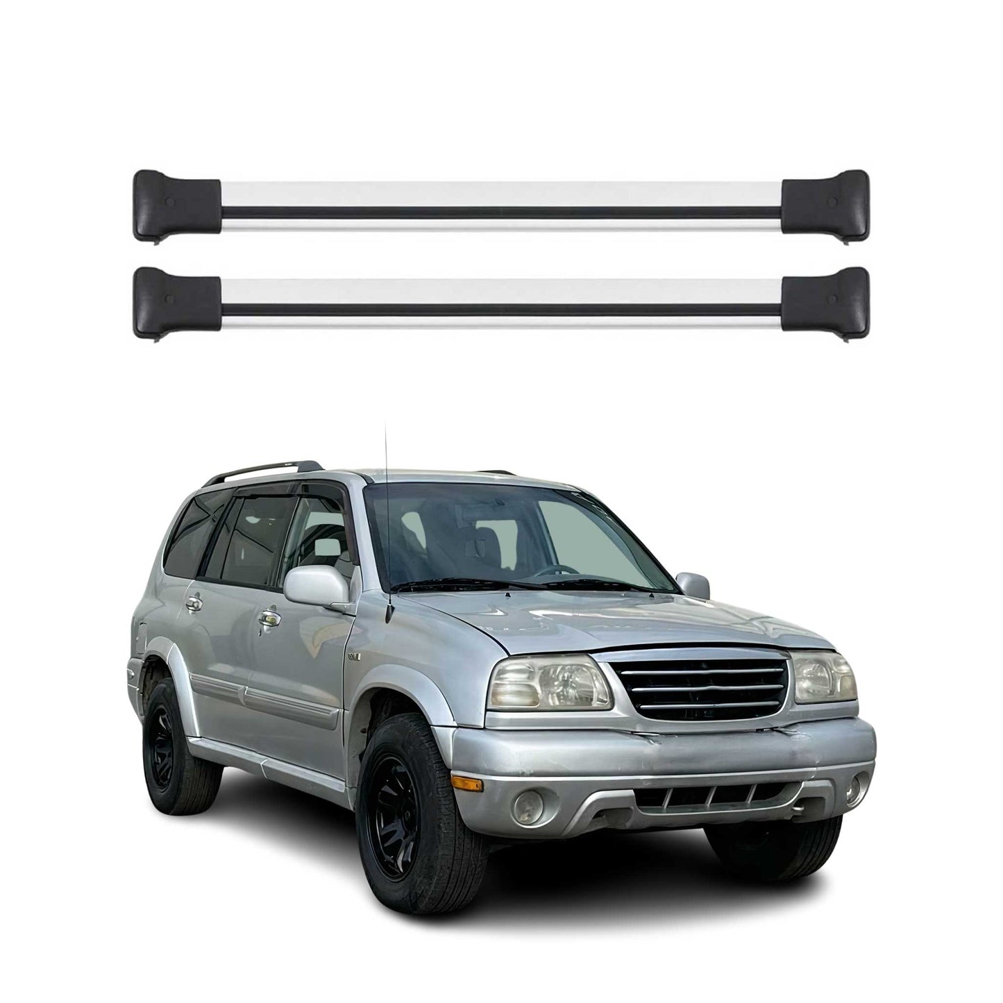 Portbagaj de plafon pentru Suzuki Grand Vitara mk1 1998-2005 75kg aluminiu argintiu 2x