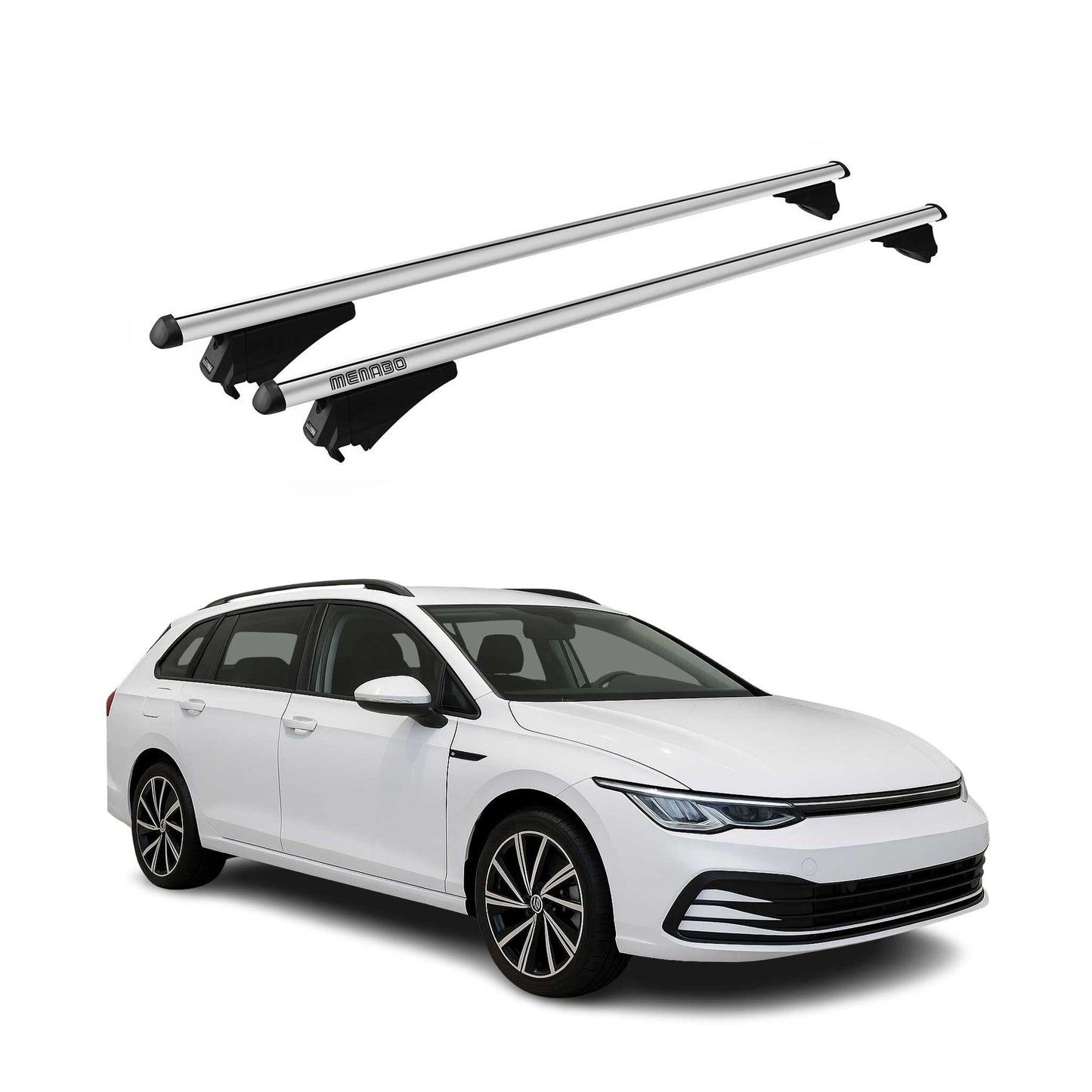 Menabo Dachträger Grundtäger für VW Golf VIII Variant 2020-2025 Alu Silber 2 tlg