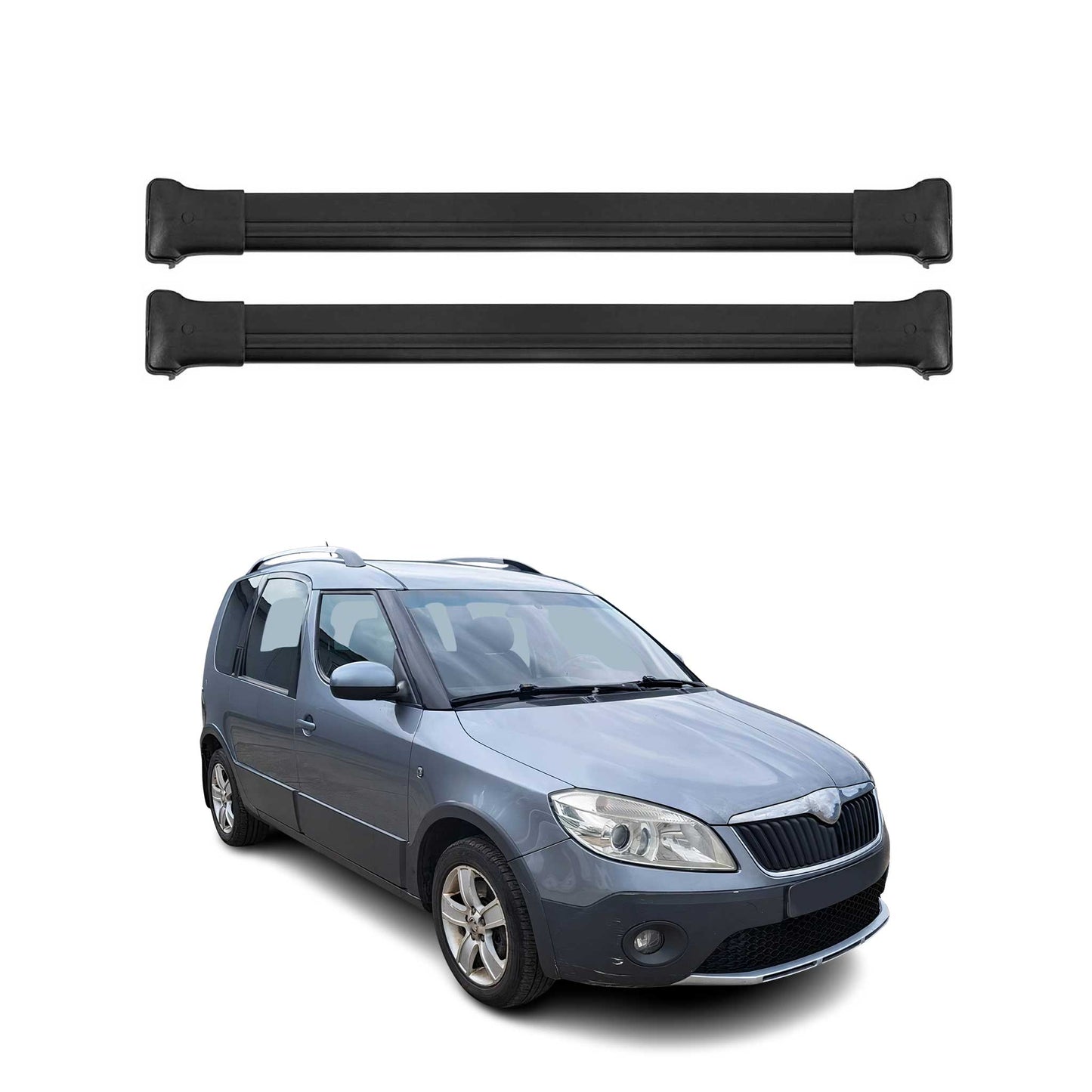 Portbagaj de plafon pentru Skoda Roomster 2006-2015 75kg aluminiu negru 2 buc