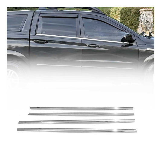 Benzi decorative/ornamente geamuri pentru Ssangyong Actyon Sports 2006-2012, oțel inoxidabil, 4 bucăți