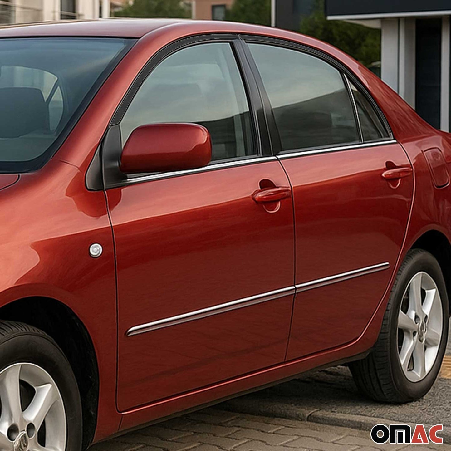 Benzi decorative pentru geamuri pentru Toyota Corolla Saloon 2002-2007, cromate, set 4 piese