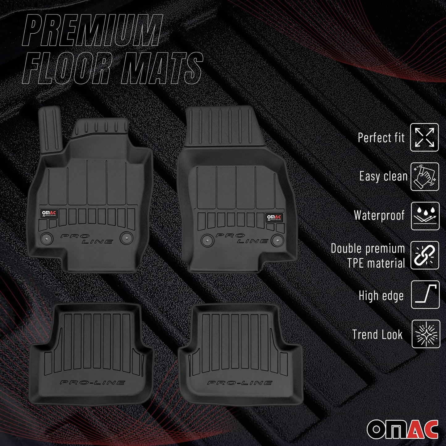 2017-2025 Seat Arona Fußmatten TPE Schwarz 4 tlg