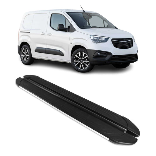 Trittbretter Seitenschweller für Opel Combo L1 Kurzer 2019-25 Alu Schwarz Silber