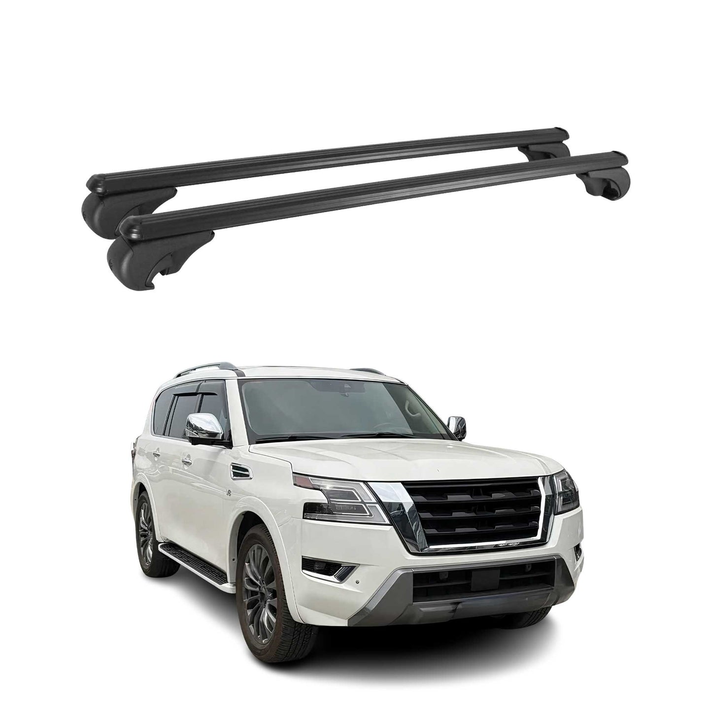 Portbagaj de plafon pentru Nissan Patrol 2010-2024 75kg aluminiu negru 2 buc