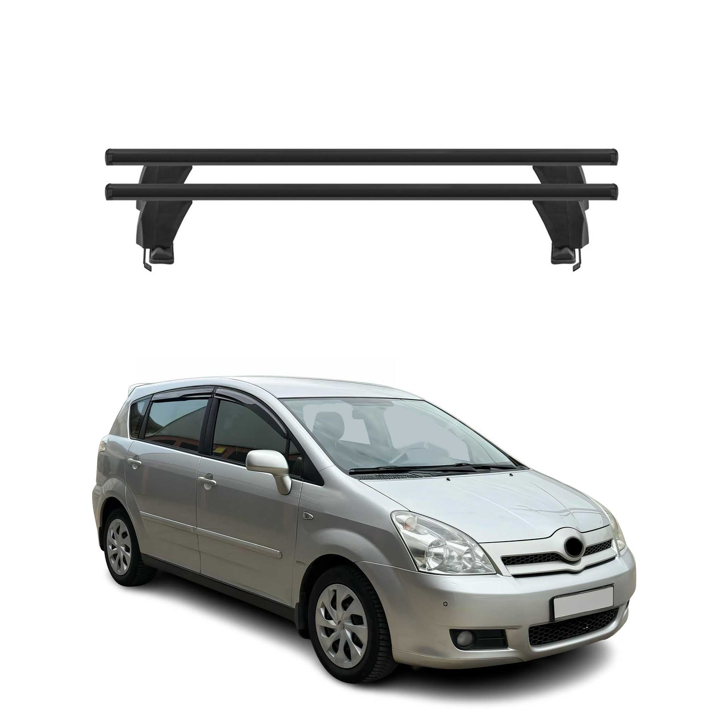 Menabo Dachträger für Toyota Corolla Verso mk2 2004-2007 Pre-FL 50kg Alu Schwarz