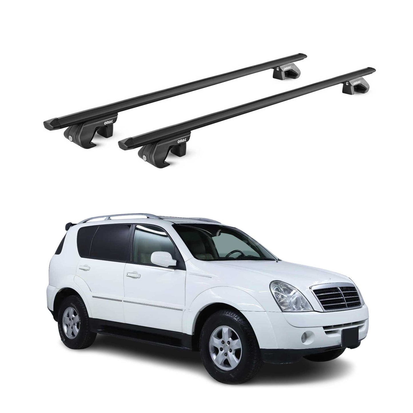 Portbagaj de plafon pentru Ssangyong Rexton II III 2006-2017 90kg aluminiu negru ABE