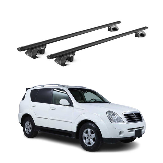 Portbagaj de plafon pentru Ssangyong Rexton II III 2006-2017 90kg aluminiu negru ABE