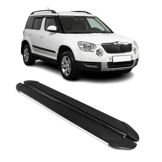 Trittbretter Seitenschweller für Skoda Yeti 2010-2025 Aluminium Schwarz Silber