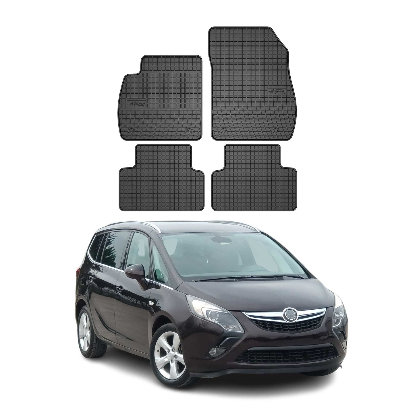 Covorașe cauciuc Opel Zafira C Tourer 2012-2019, set 4 piese, negru