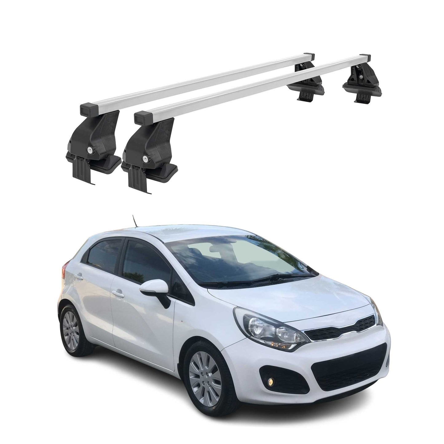 Menabo Dachträger Grundtäger für Kia Rio Schrägheck 2011-2017 50kg Stahl Grau 2x