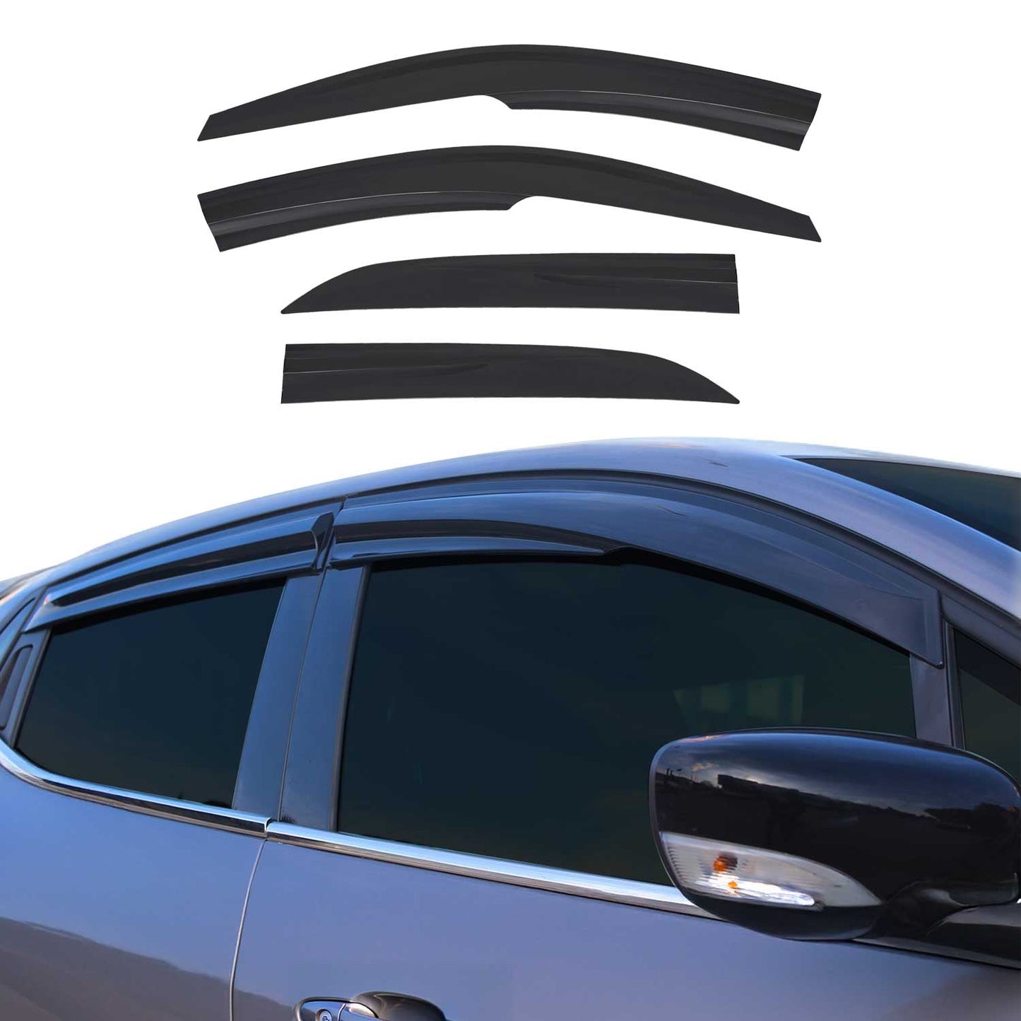 4x Deflectoare de vânt Deflectoare de ploaie pentru Hyundai i20 2014-2020 Hatchback Acril Închis la culoare