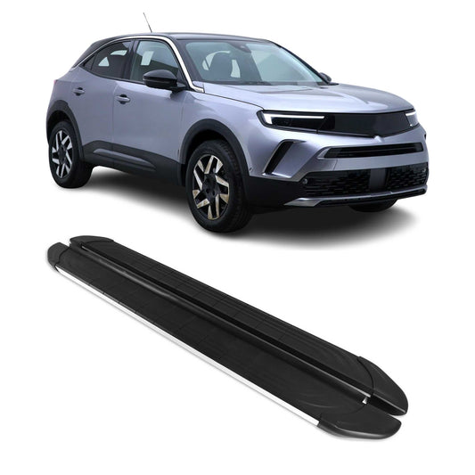 Seitenschweller Trittbretter für Opel Mokka 2020-2024 Alu Schwarz Silber