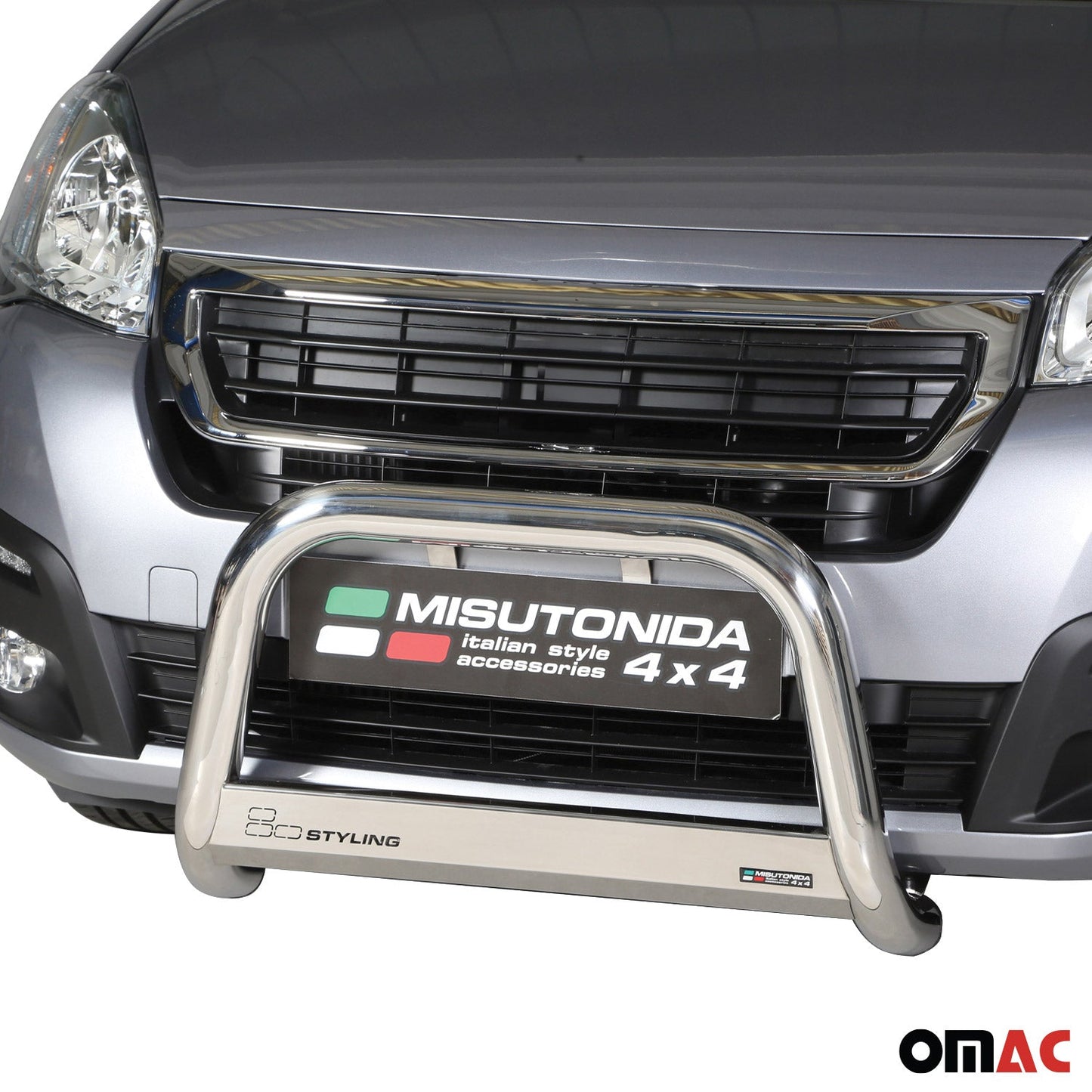 Bară de protecție/buton față pentru Peugeot Partner 2016-2025, ø63mm, oțel, argintiu