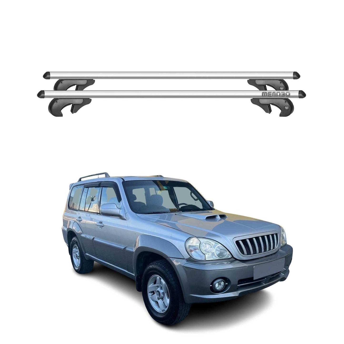 Menabo Dachträger Grundtäger für Hyundai Terracan 2001-2007 90kg Alu Silber 2x