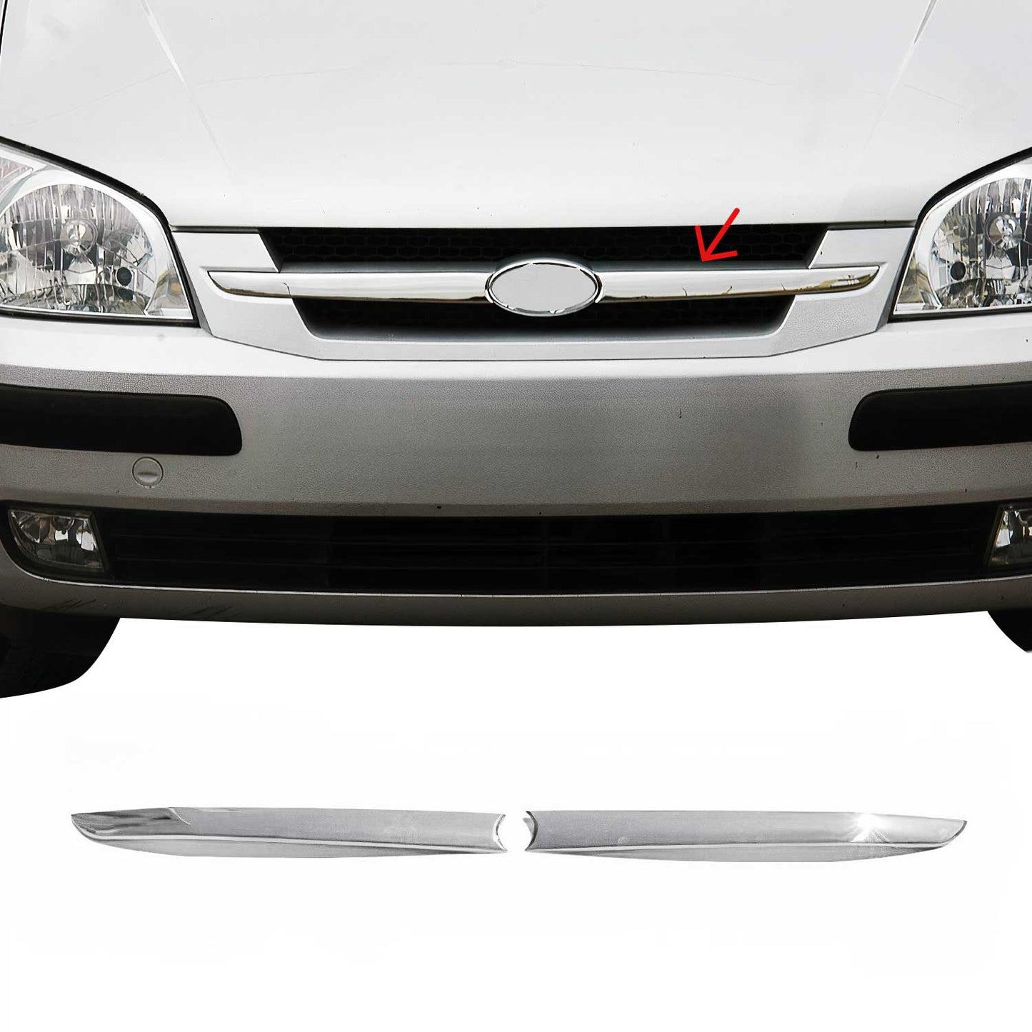 Benzi decorative grilă auto pentru Hyundai Getz 2002-2011, oțel inoxidabil, argintiu, 2x