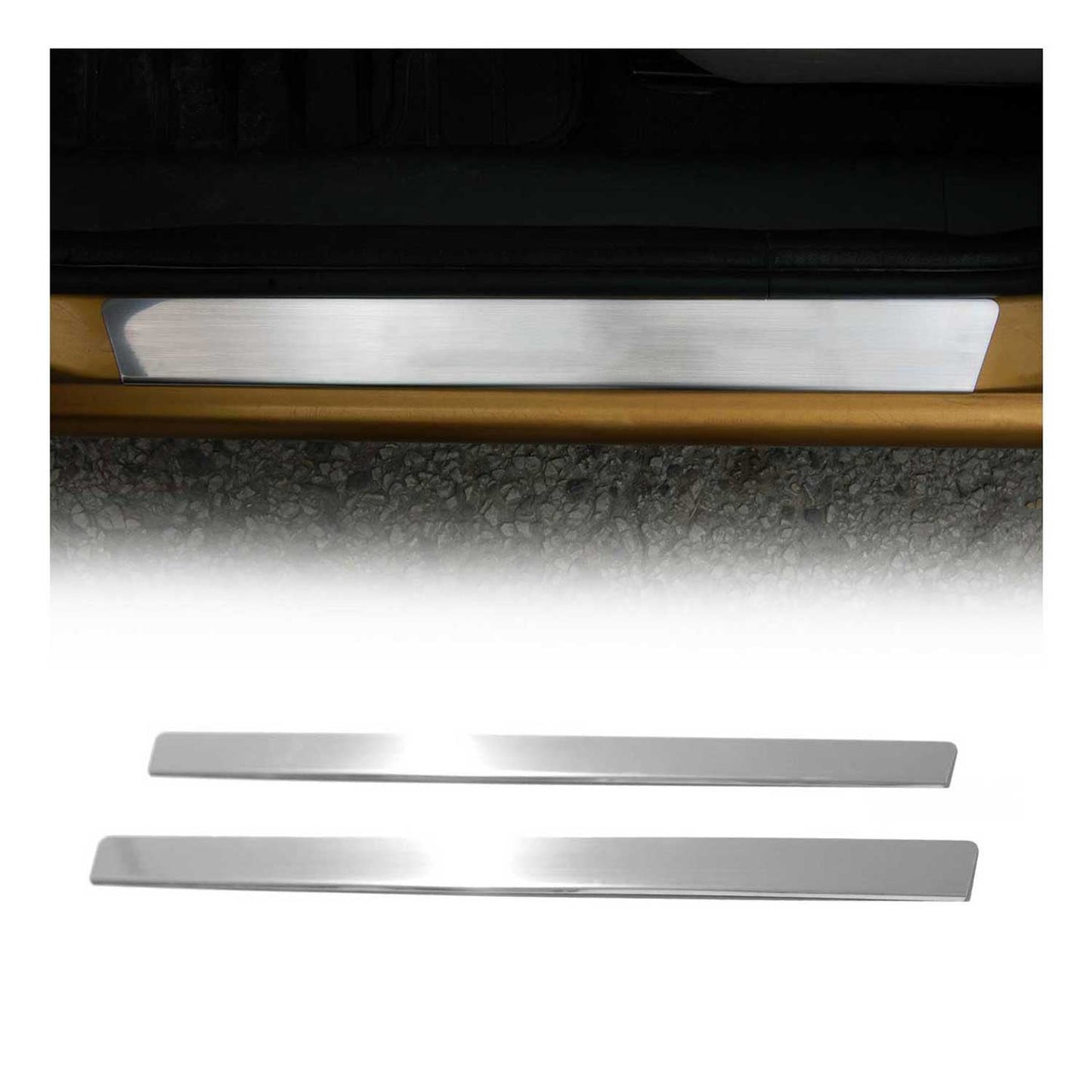 Ornamente prag uși pentru Citroen C2 2003-2009, oțel inoxidabil, argintiu, set 2 piese