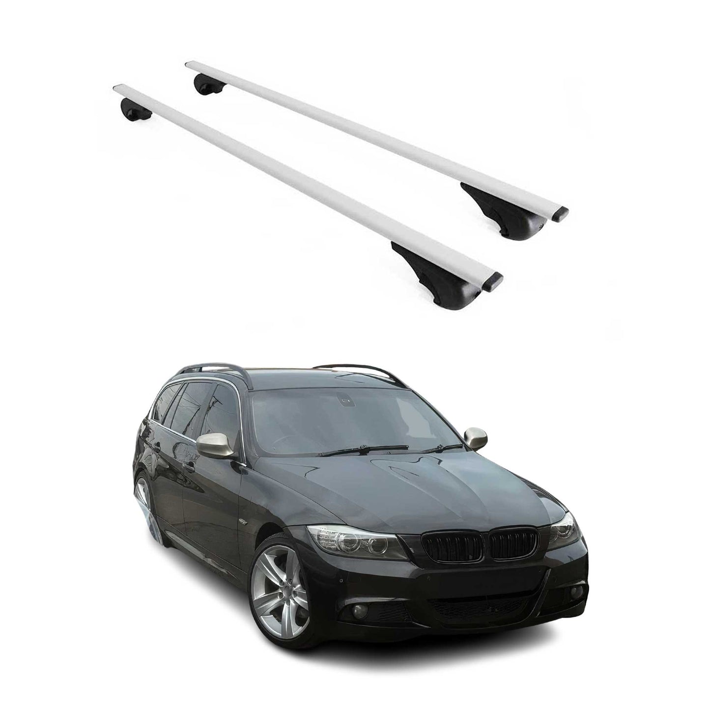 Dachträger Grundtäger für BMW 3er E91 Touring 2004-2012 75kg Metall Silber 2 tlg