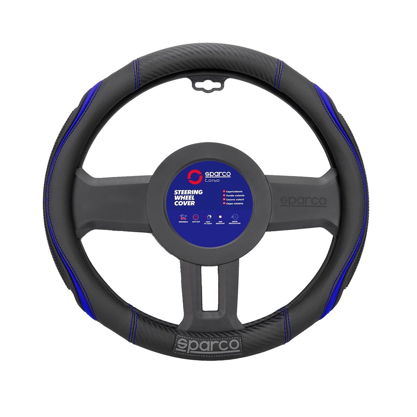 SPARCO Lenkradbezüge Lenkradschoner Lenkradschutz Blau Schwarz Gummi ø37-38 cm