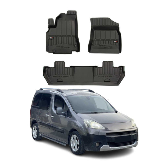 Covorașe auto Peugeot Partner Tepee 2008-2018, TPE, negre, set 3 piese