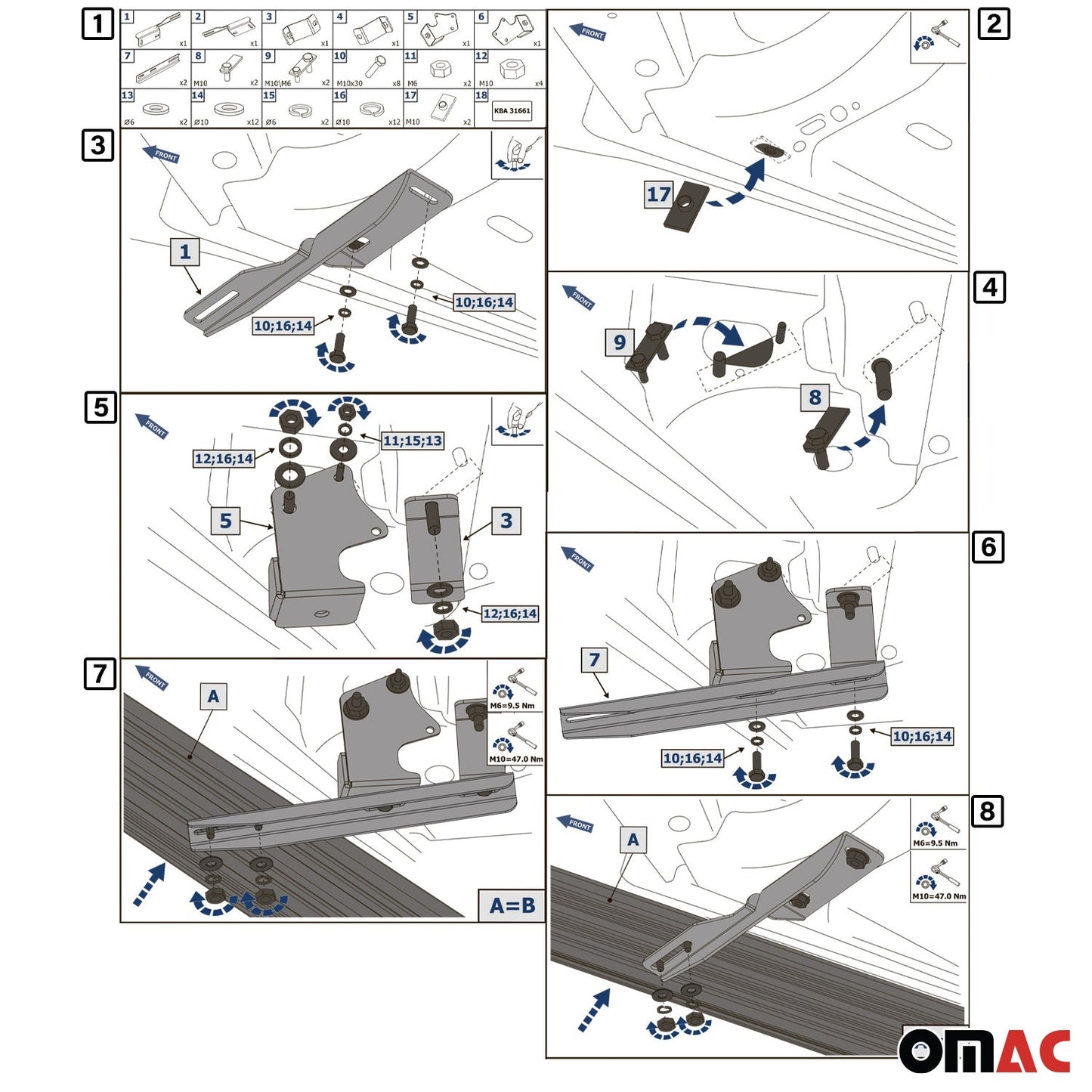 Trittbretter Seitenschweller für Ford Kuga 2008-2013 Alu Schwarz ABE