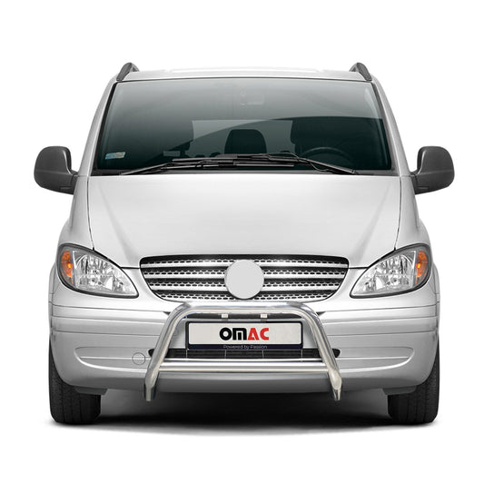 Bară de protecție/buton față pentru Mercedes Vito W639 2003-2010, omologată ABE, ø63mm, argintiu