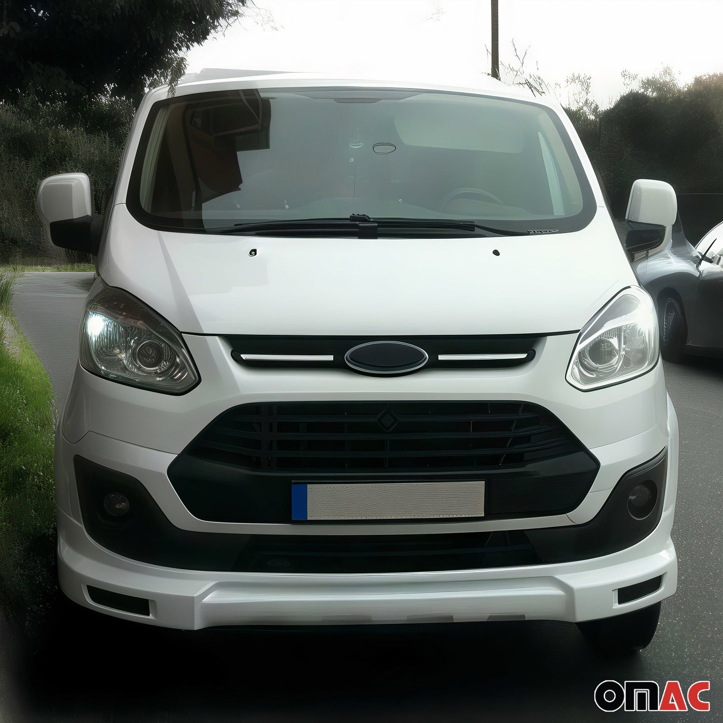 Frontspoiler Lippe Stoßstange Splitter für Ford Transit Tourneo Custom Weiß 1tlg