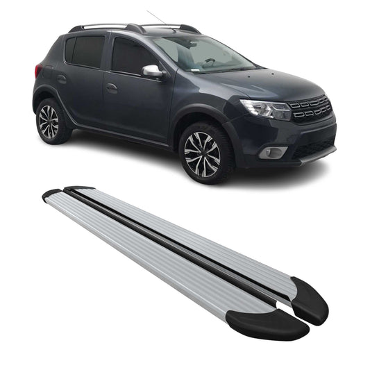 Praguri laterale pentru Dacia Sandero Stepway 2021-2025 aluminiu argintiu