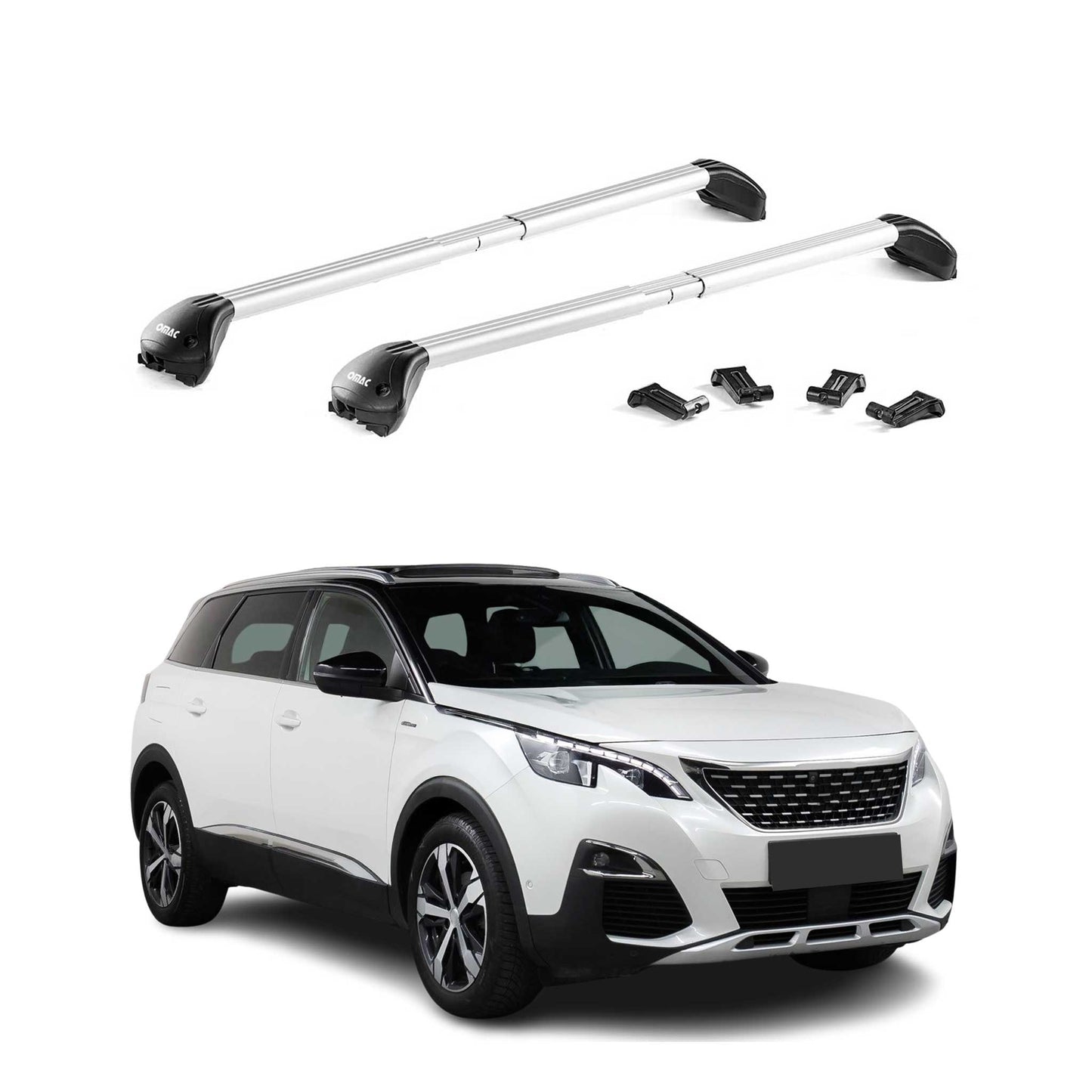 Dachträger Grundtäger für Peugeot 5008 mk2 2017-2024 100kg Alu Silber 2 tlg ABE