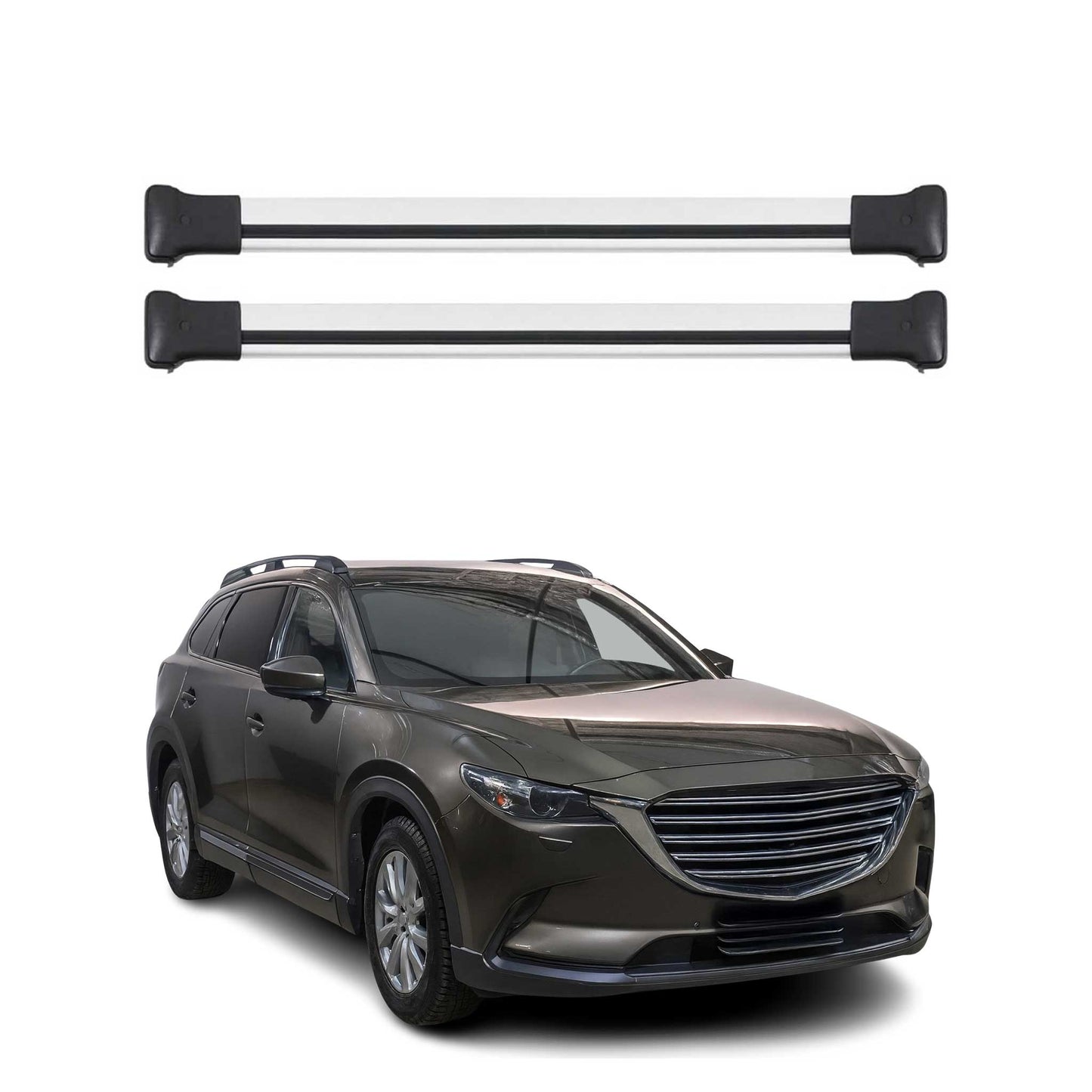 Portbagaj de plafon pentru Mazda CX-9 2016-2024 75kg aluminiu argintiu 2 buc