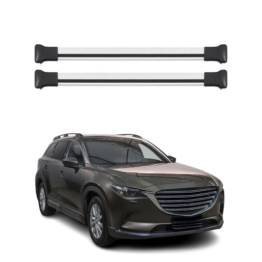 Portbagaj de plafon pentru Mazda CX-9 2016-2024 75kg aluminiu argintiu 2 buc