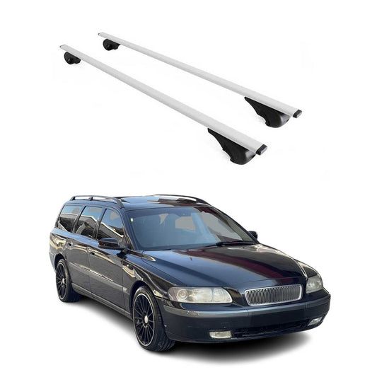 Portbagaj de plafon pentru Volvo V70 2000-2007 75kg metal argintiu 2 buc