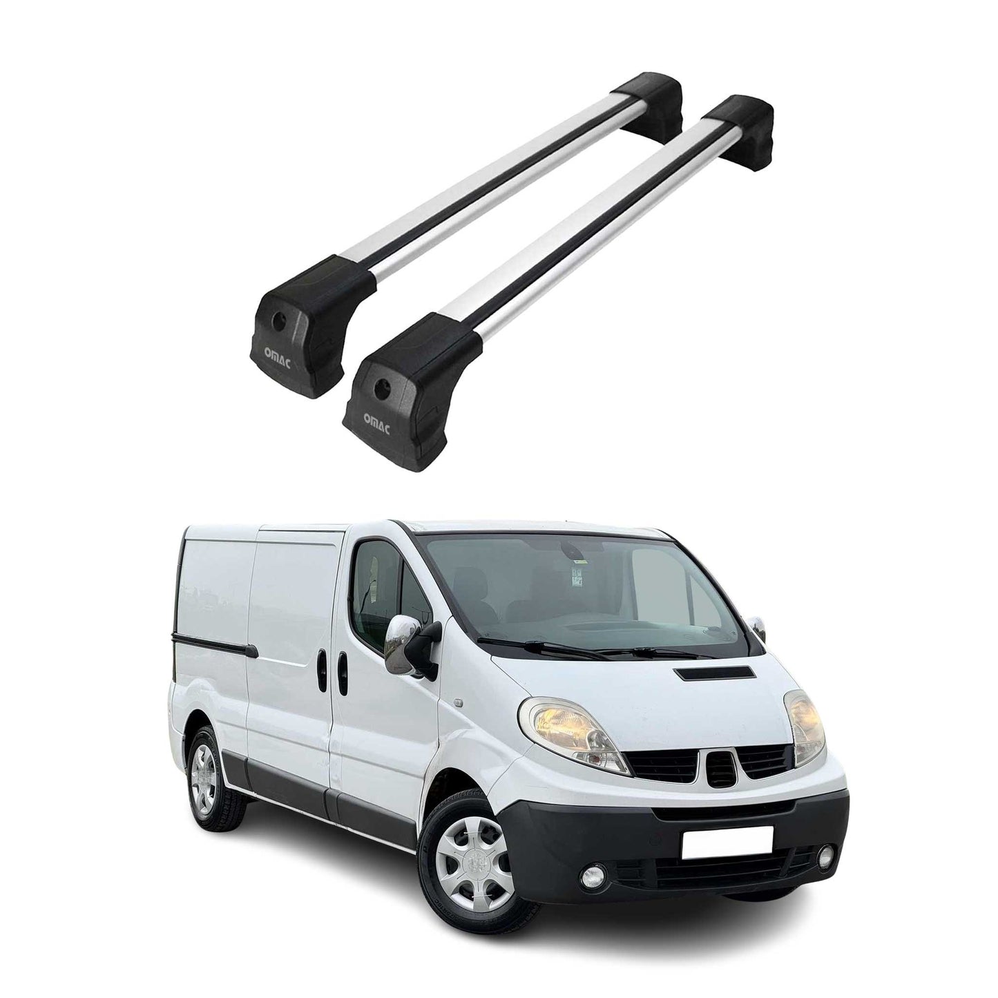 Portbagaj de plafon pentru Renault Trafic mk2 2001-2014 75kg aluminiu argintiu 2 buc