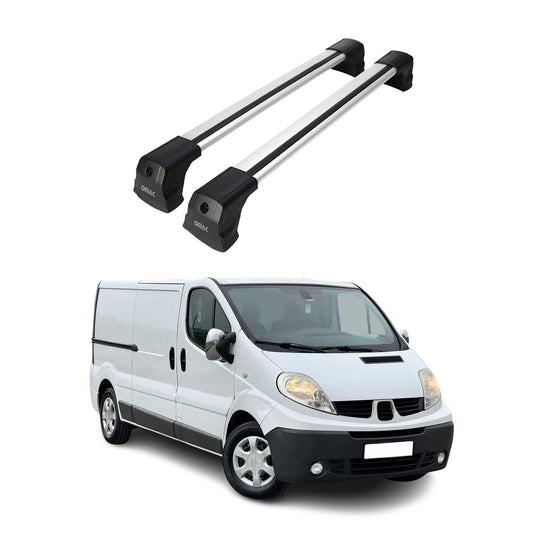 Portbagaj de plafon pentru Renault Trafic mk2 2001-2014 75kg aluminiu argintiu 2 buc