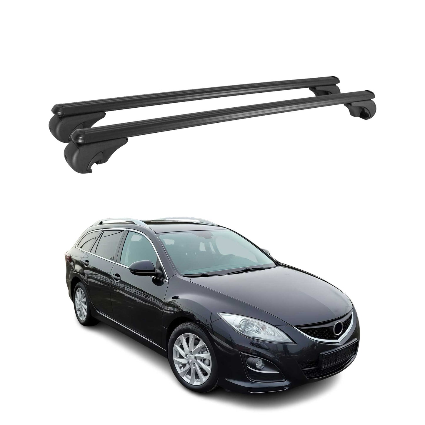 Dachträger für Mazda 6 Sport Kombi 2007-2013 Gepäckträger Aluminium Schwarz 2x