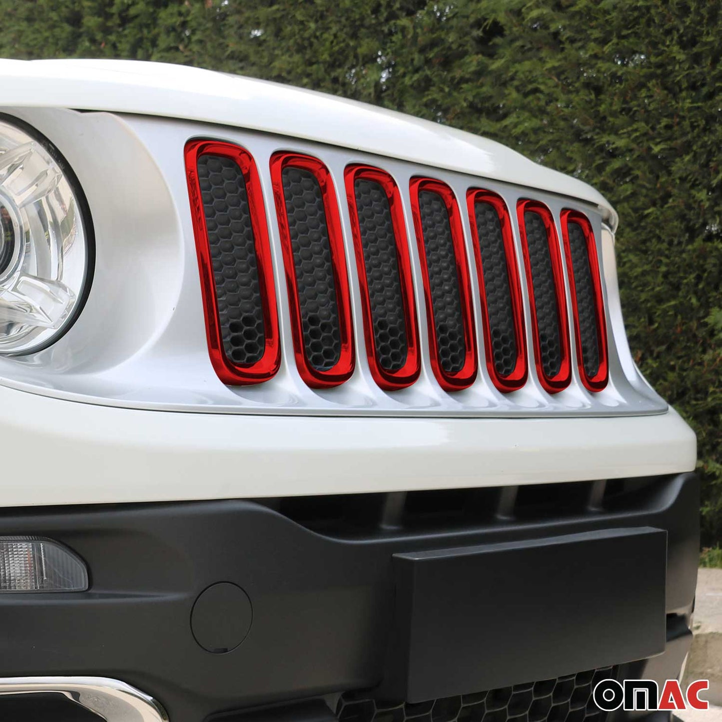Kühlergrill Leisten Grillleisten für Jeep Renegade 2014-2024 ABS Rot 7tlg