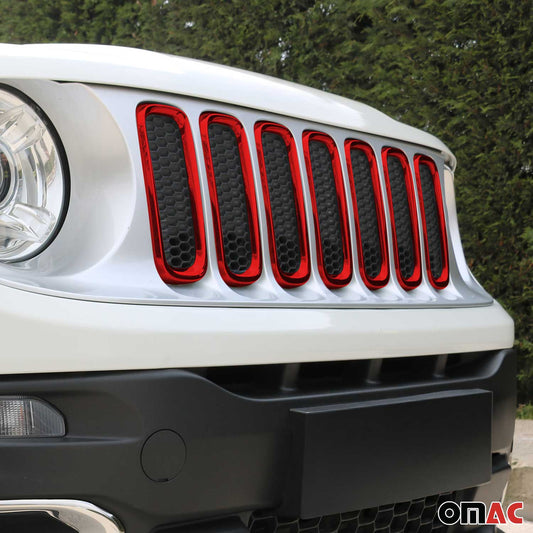Benzi decorative grilă auto pentru Jeep Renegade 2014-2024, ABS roșu, 7 bucăți