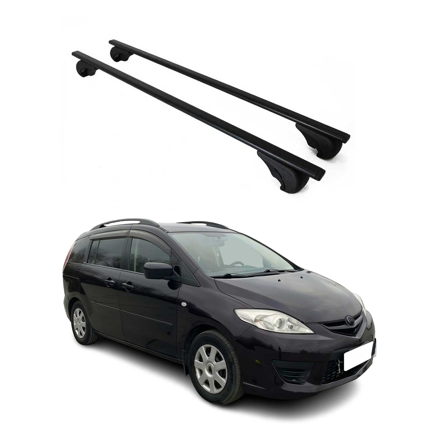 Portbagaj de plafon pentru Mazda 5 / Premacy 2005-2010 75kg, negru metalic, 2 buc.