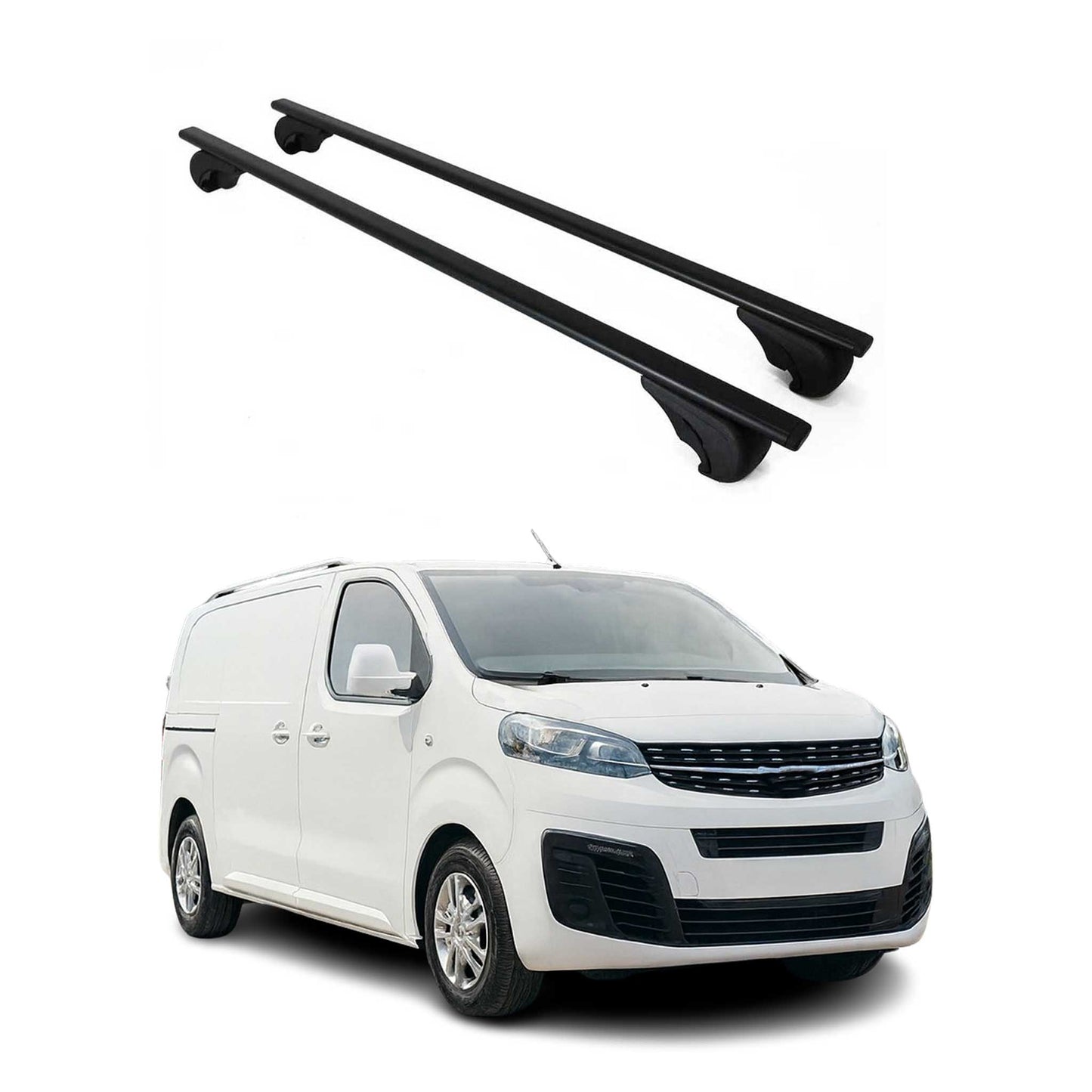 Portbagaj de plafon pentru Opel Zafira Life 2019-2025, 75 kg, metal, negru, 2 bucăți