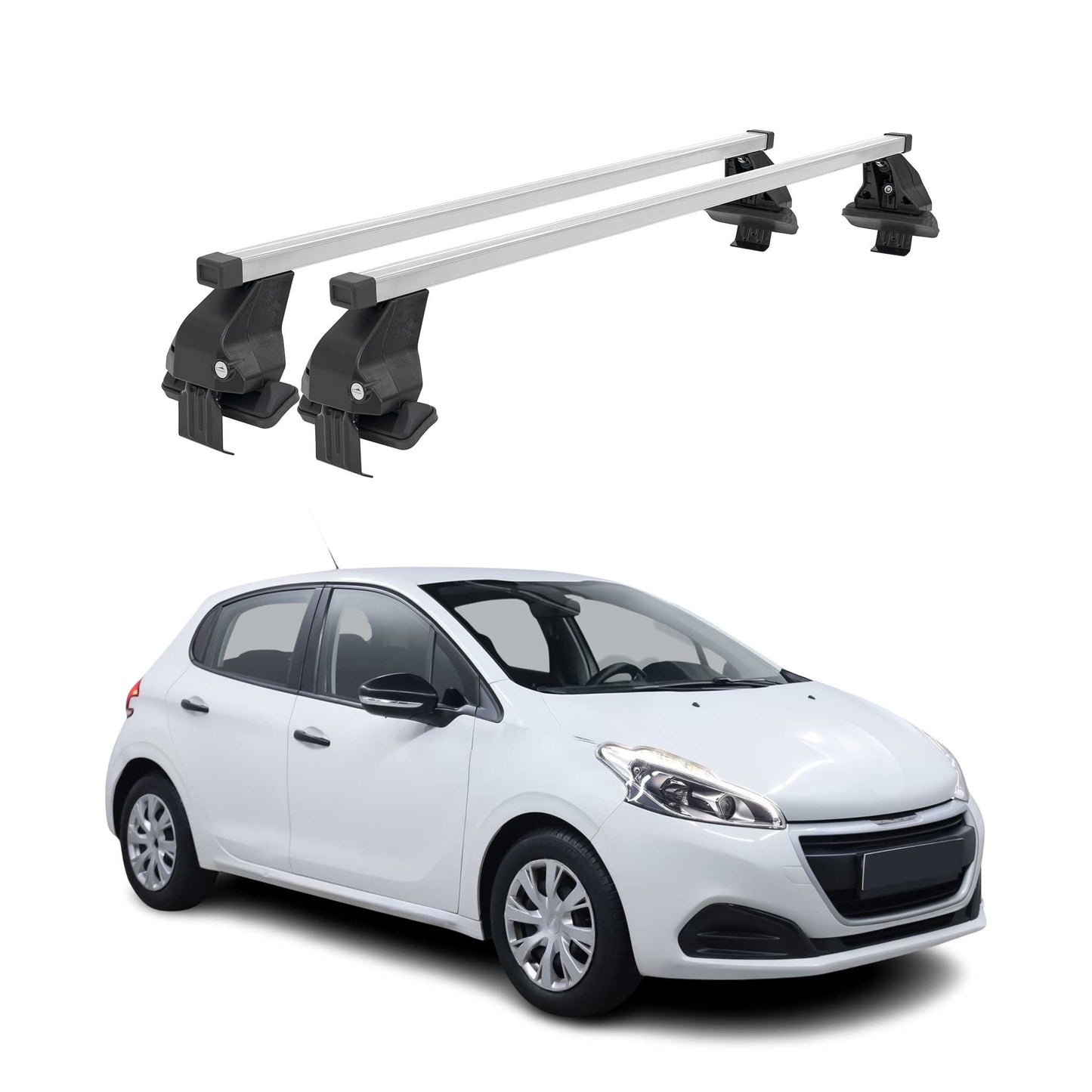 Menabo Dachträger Grundtäger für Peugeot 208 2015-2019 FL 50kg Stahl Silber 2x
